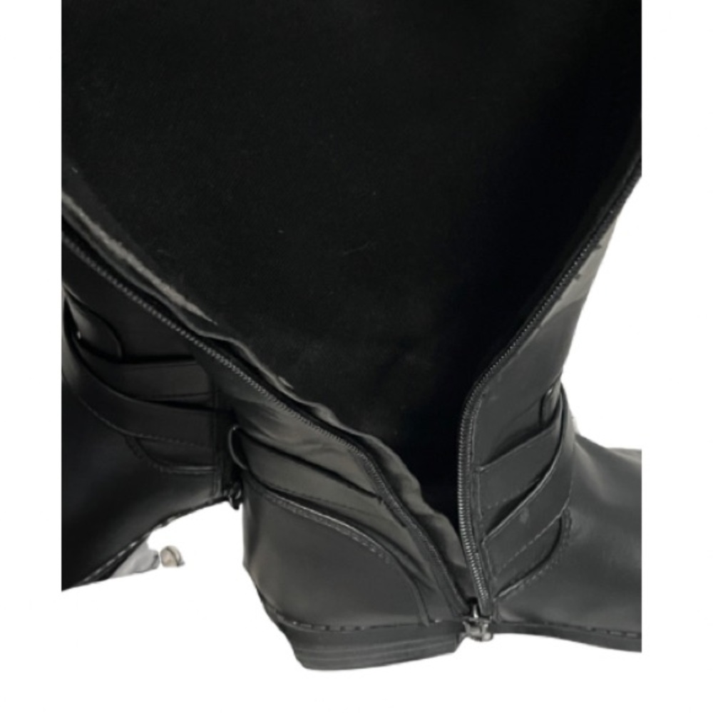 Girls Black Leather Knee High Boots Riding Style Size 1 - Picture 11 of 11